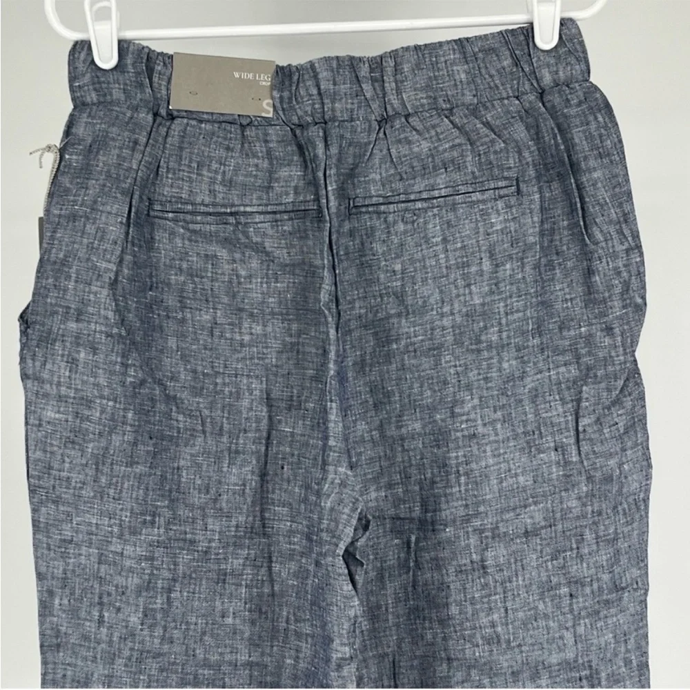 SOFT SURROUNDINGS NWT ALISO POINT LINEN WIDE LEG CROP PANTS BLUE SMALL - Picture 9 of 12